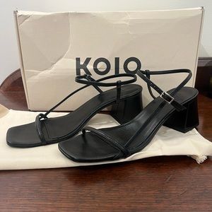 Koio Minimalist Block Heel Sandal - Black 7